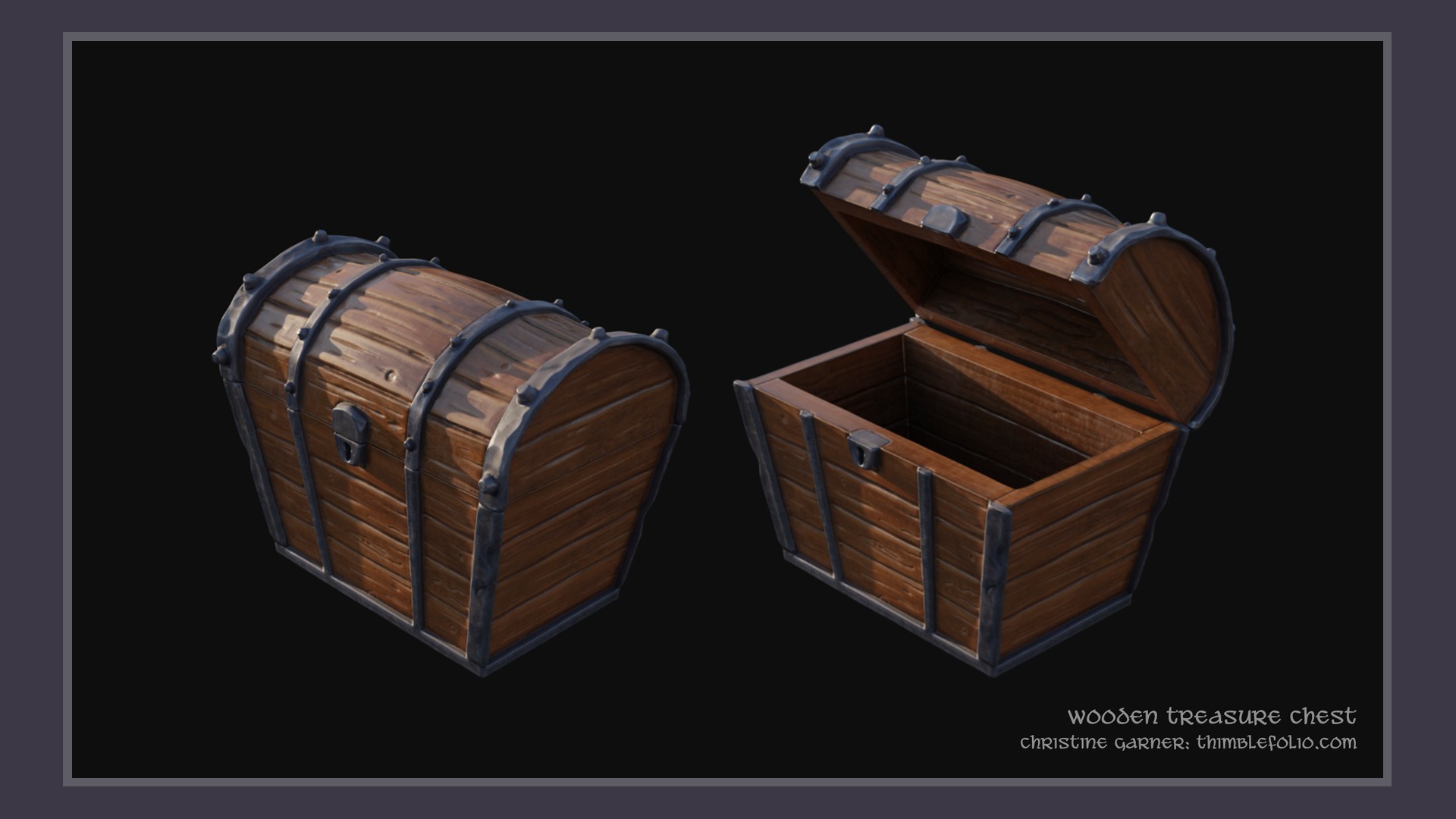 wooden treasure chest 3D model